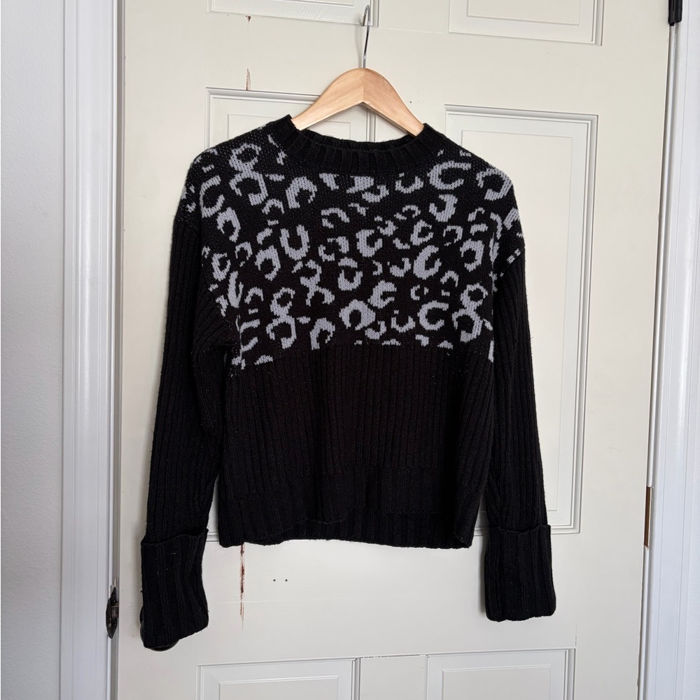 Nine West Black Leopard Print Sweater